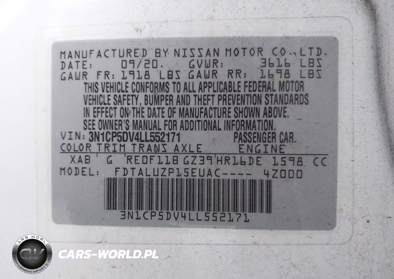 2020 Nissan Kicks Sr Xtronic Cvt VIN:3N1CP5DV4LL552171 - 9