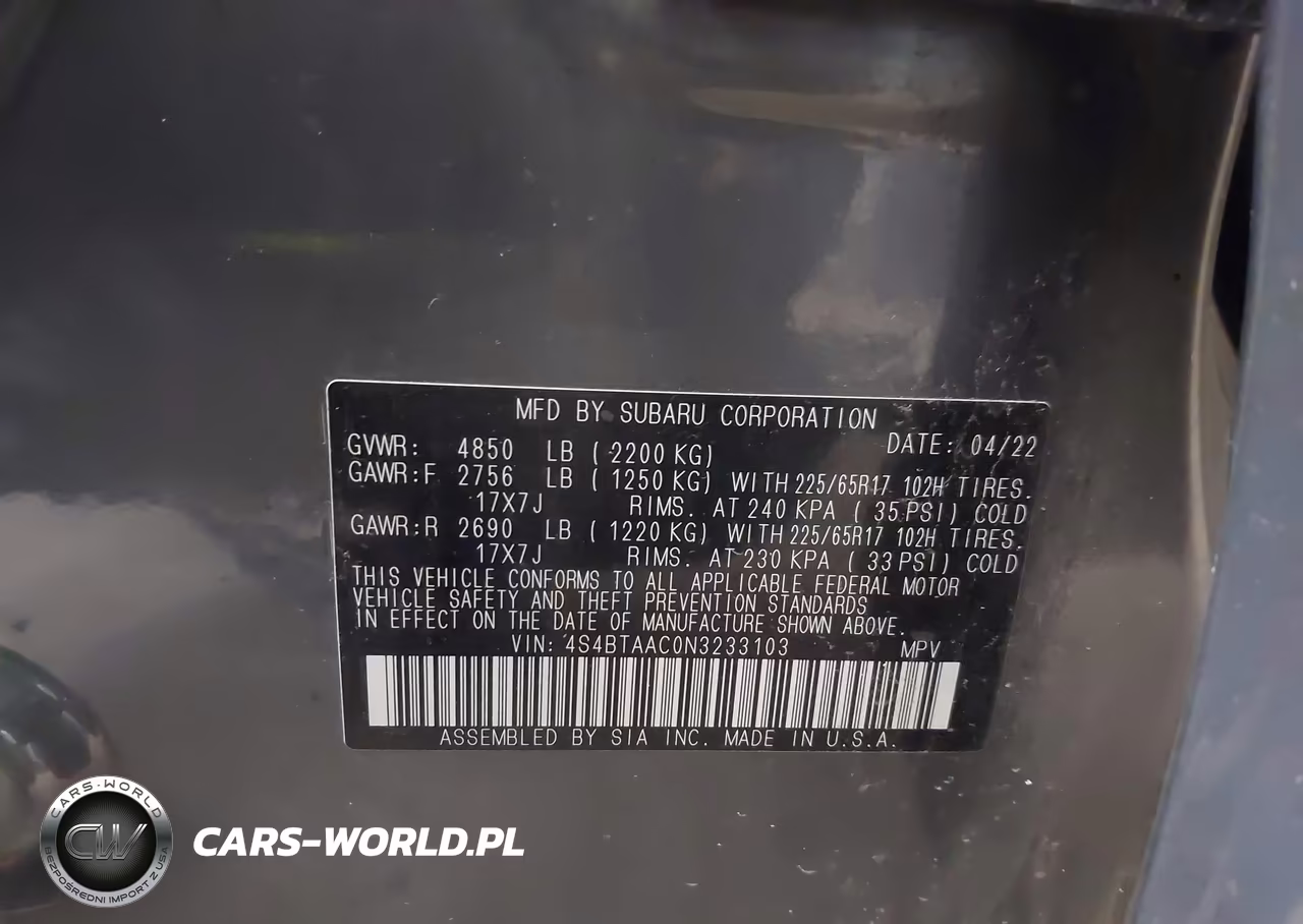 2022 Subaru Outback VIN:4S4BTAAC0N3233103 - 9