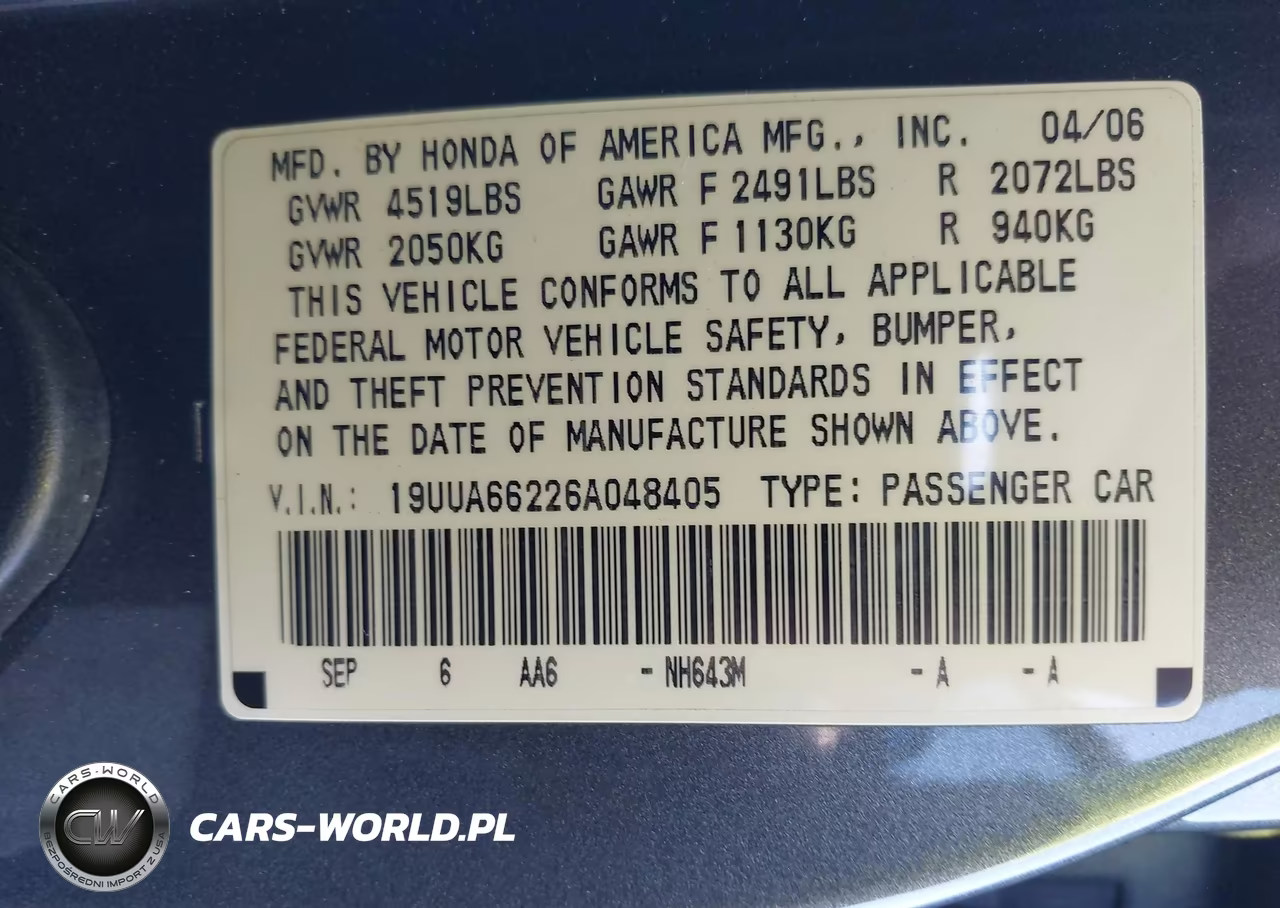 2006 Acura Tl VIN:19UUA66226A048405 - 9