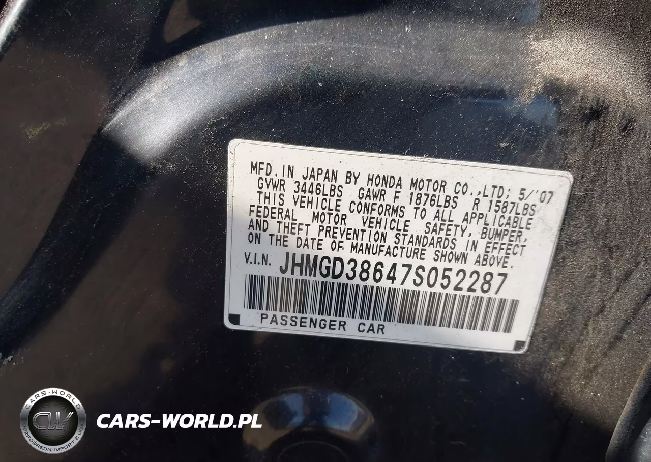 2007 Honda Fit Sport VIN:JHMGD38647S052287 - 9