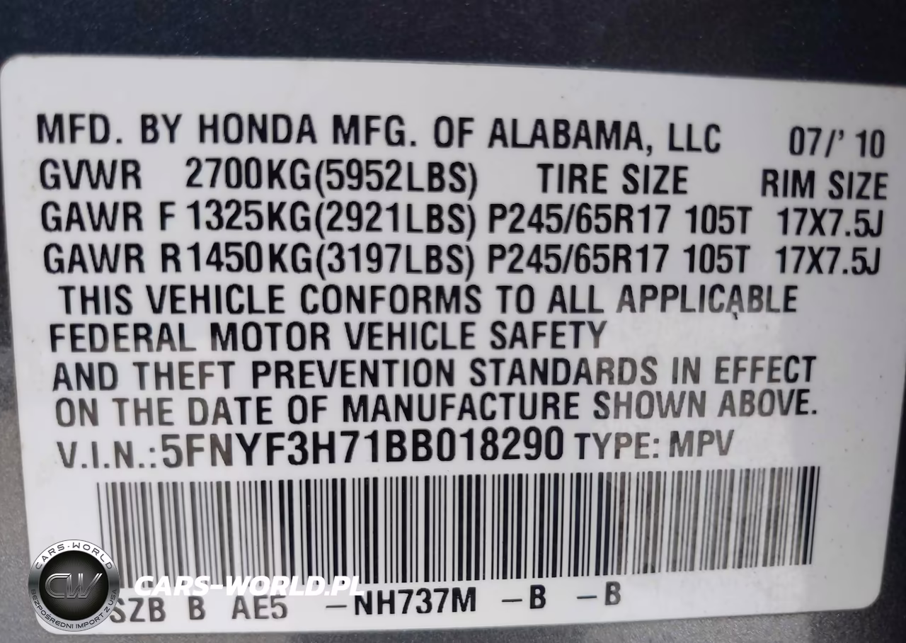 2011 Honda Pilot Ex-L VIN:5FNYF3H71BB018290 - 9
