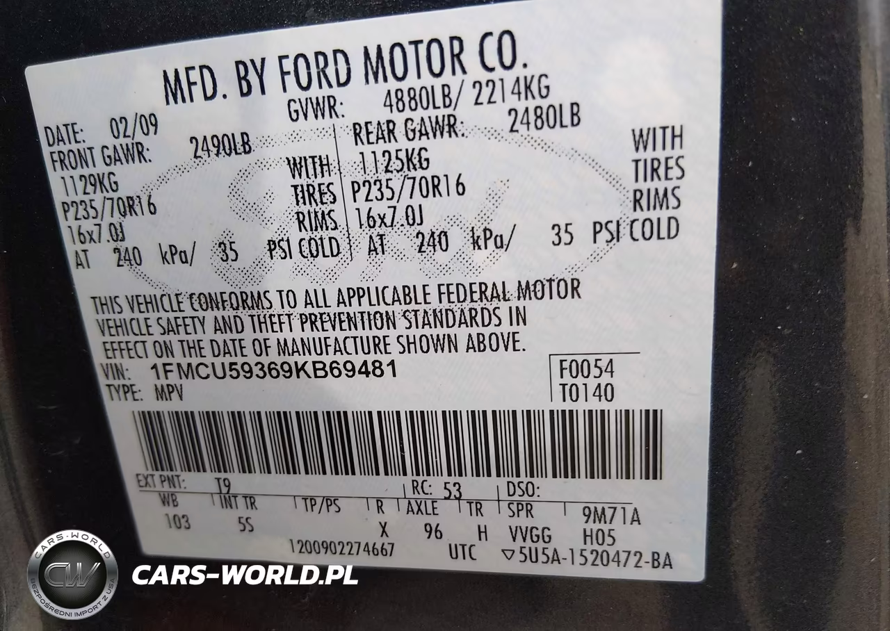 2009 Ford Escape Hybrid Limited VIN:1FMCU59369KB69481 - 9