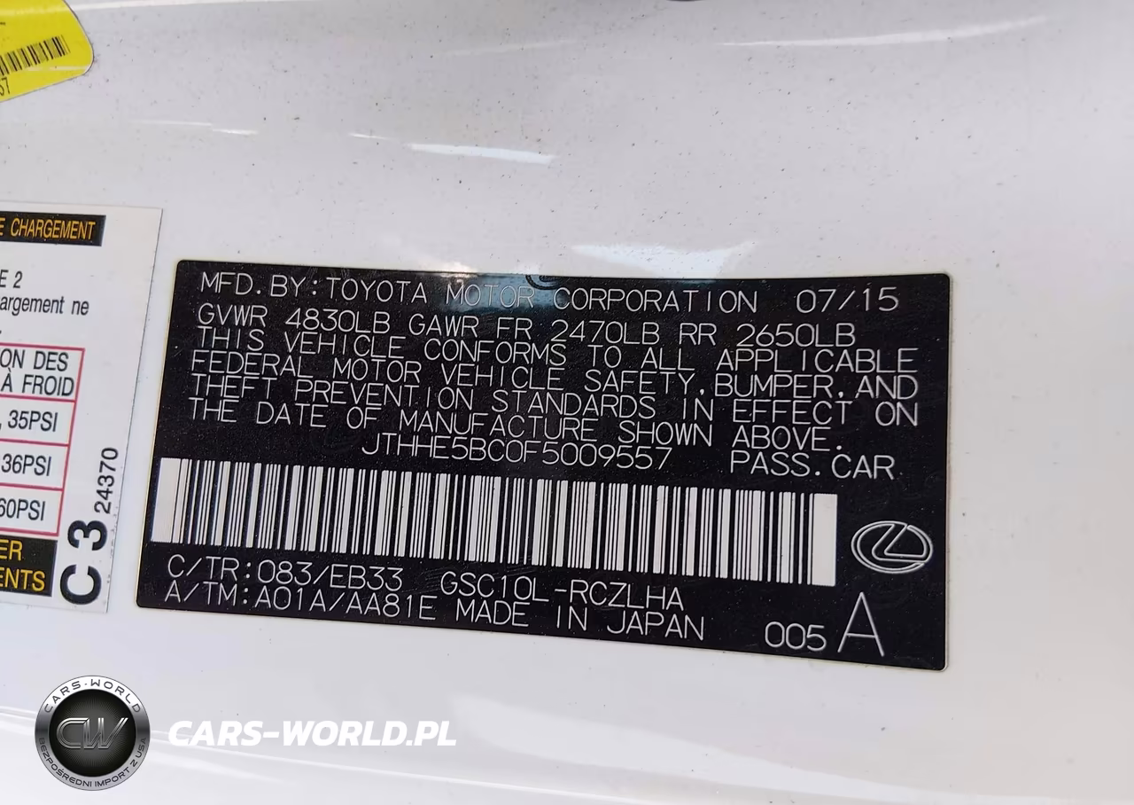 2015 Lexus Rc 350 VIN:JTHHE5BC0F5009557 - 9