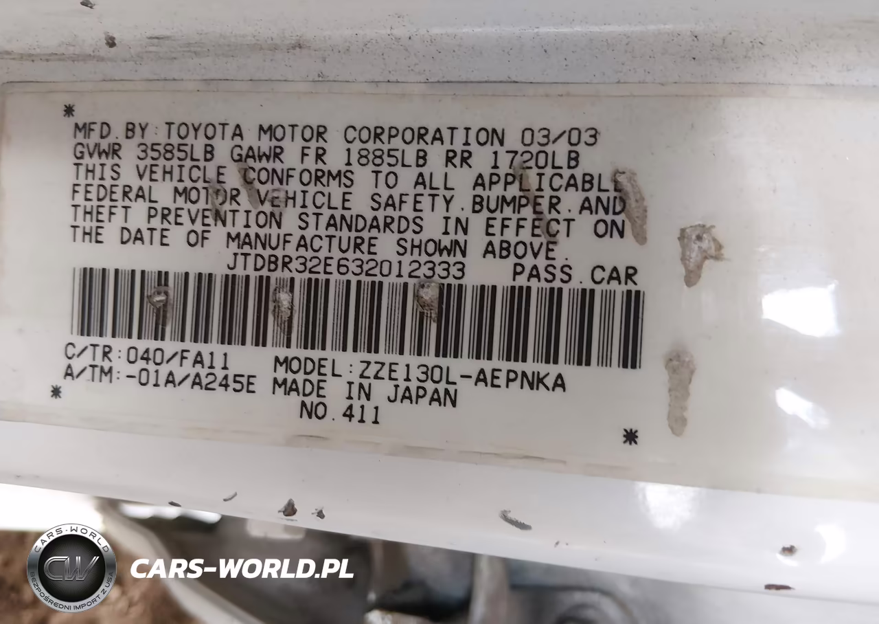 2003 Toyota Corolla Le VIN:JTDBR32E632012333 - 9