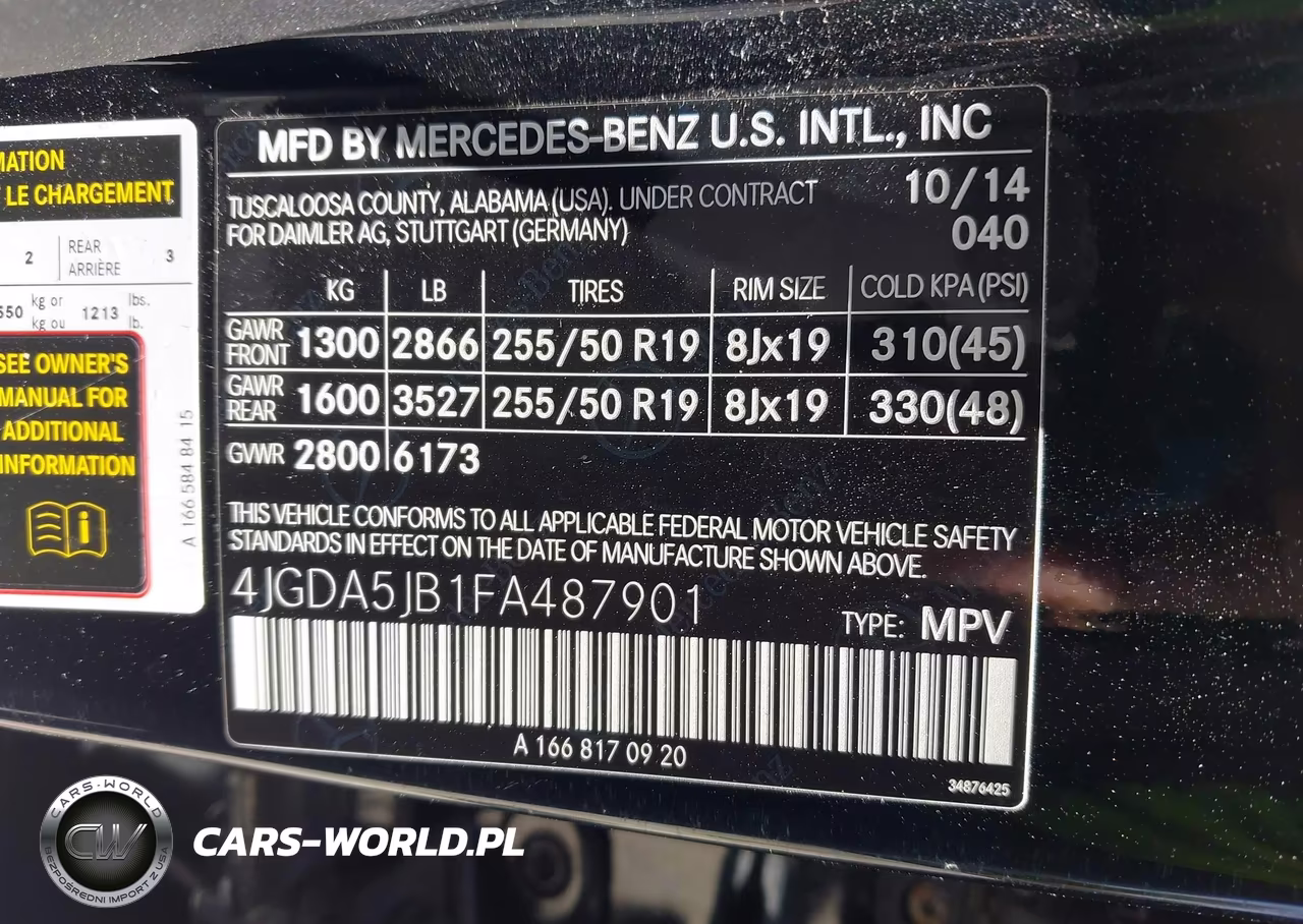 2015 Mercedes-Benz Ml 350 VIN:4JGDA5JB1FA487901 - 9