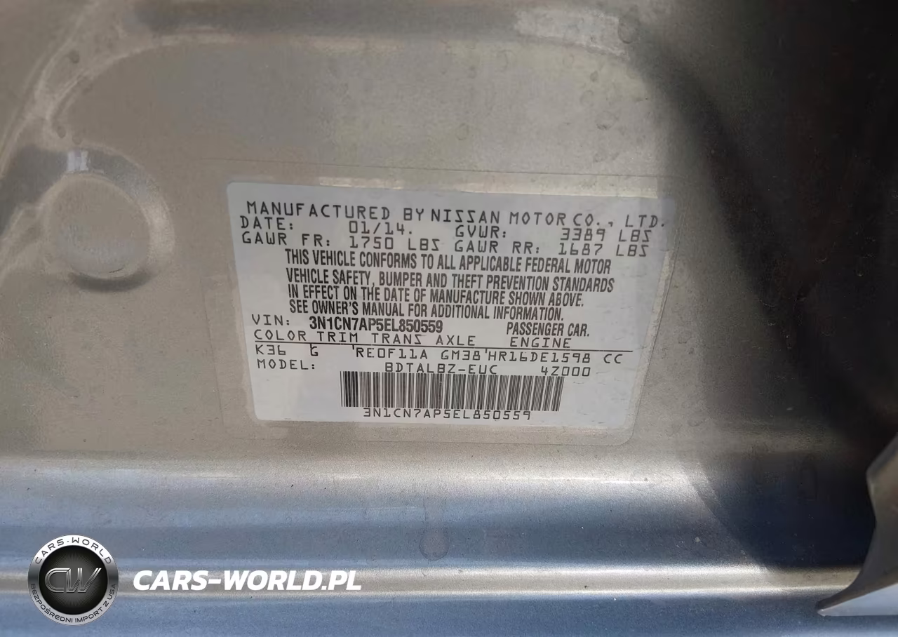 2014 Nissan Versa 1.6 Sv VIN:3N1CN7AP5EL850559 - 9