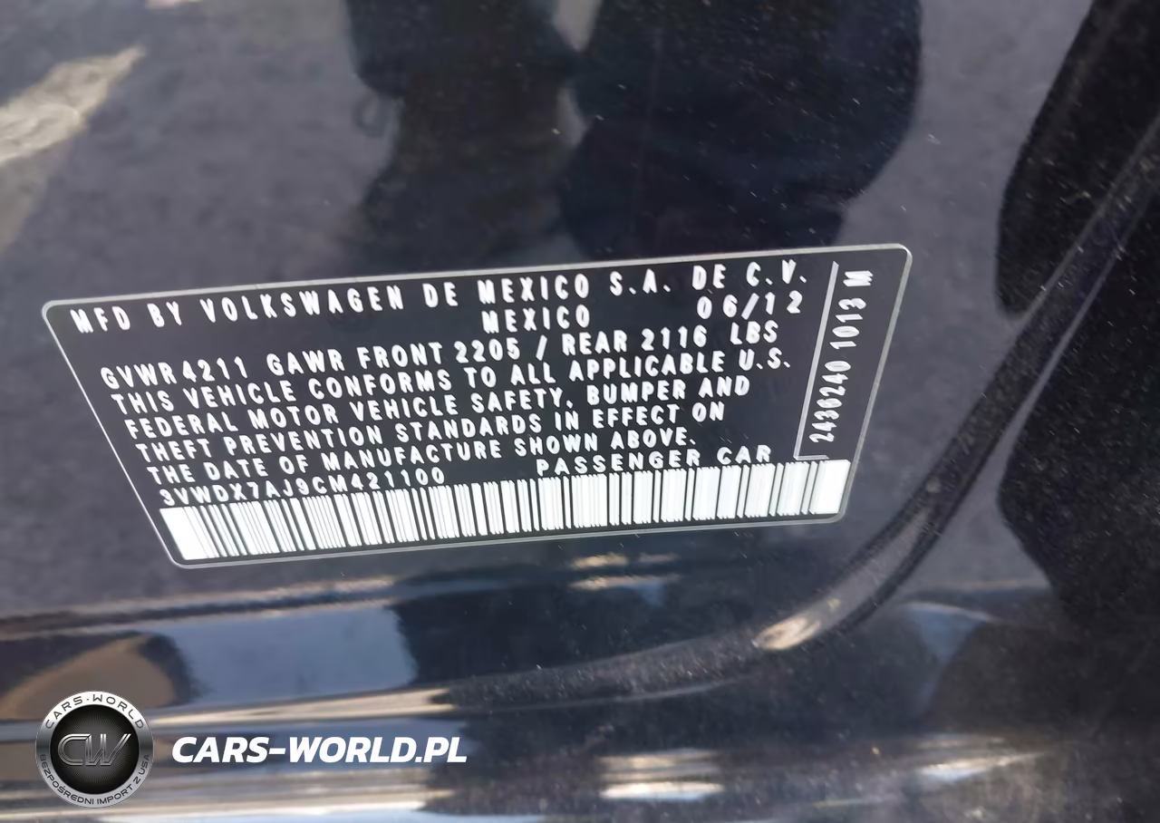 2012 Volkswagen Jetta 2.5L Se VIN:3VWDX7AJ9CM421100 - 9