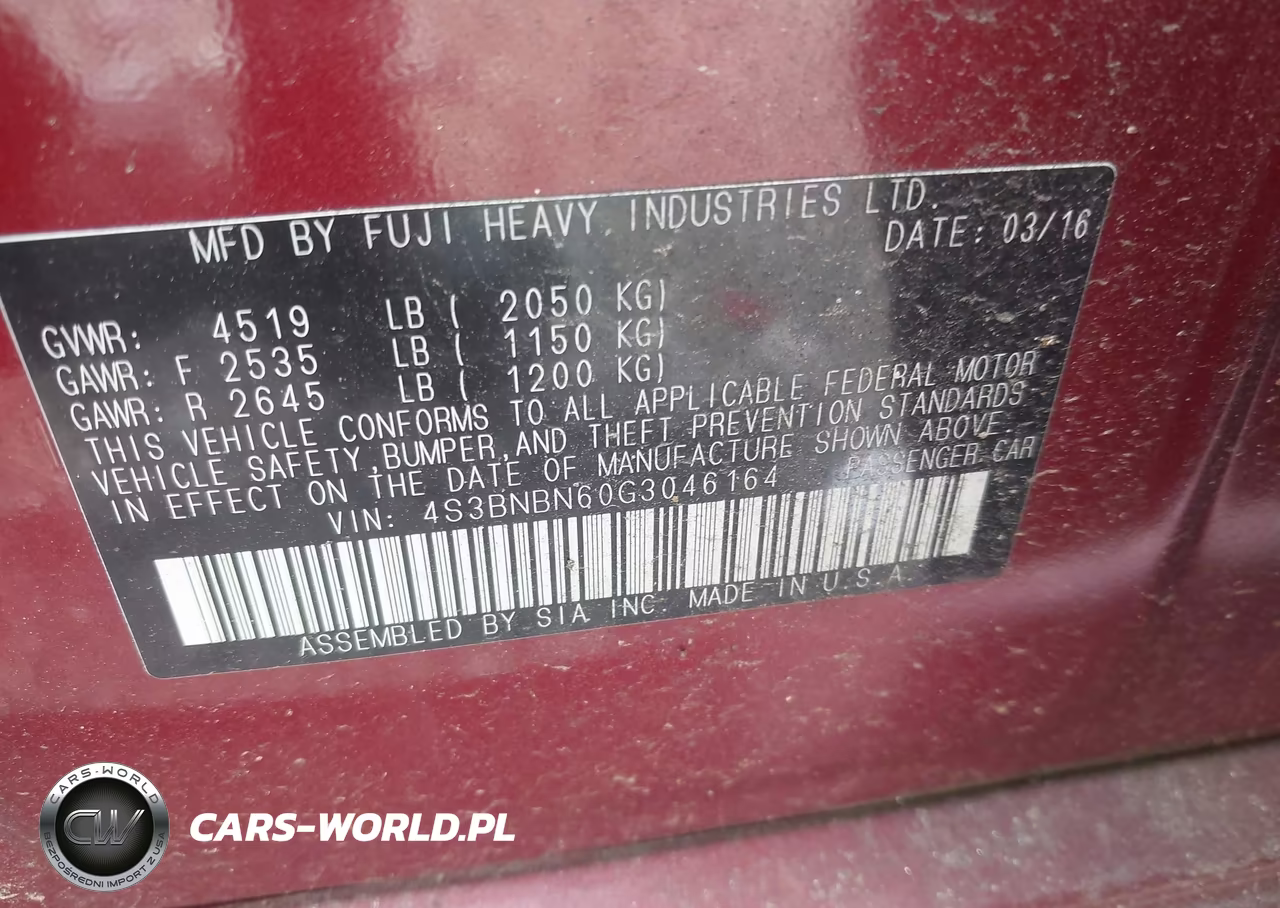 2016 Subaru Legacy 2.5I Limited VIN:4S3BNBN60G3046164 - 9