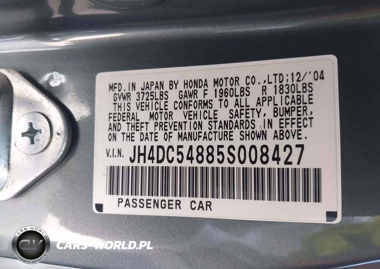 2005 Acura Rsx VIN:JH4DC54885S008427 - 9