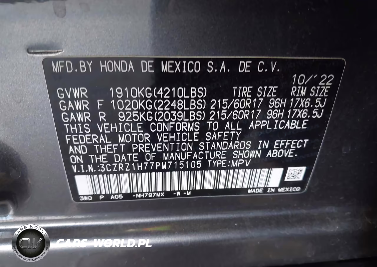 2023 Honda Hr-V 2Wd Ex-L VIN:3CZRZ1H77PM715105 - 9