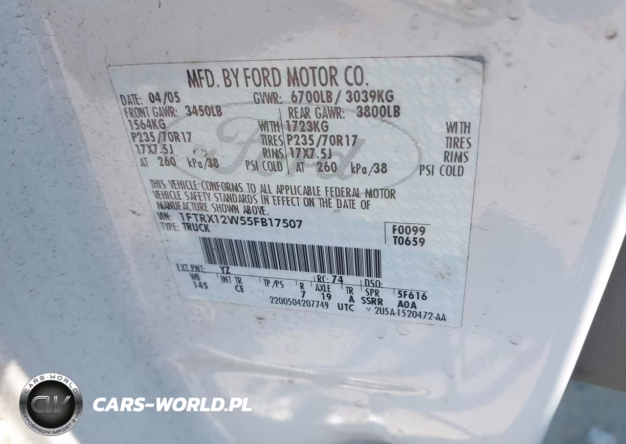 2005 Ford F-150 Stx-Xl-Xlt VIN:1FTRX12W55FB17507 - 9