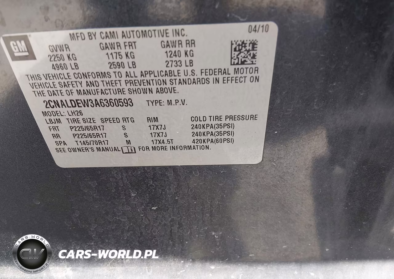 2010 Chevrolet Equinox Lt VIN:2CNALDEW3A6360593 - 9