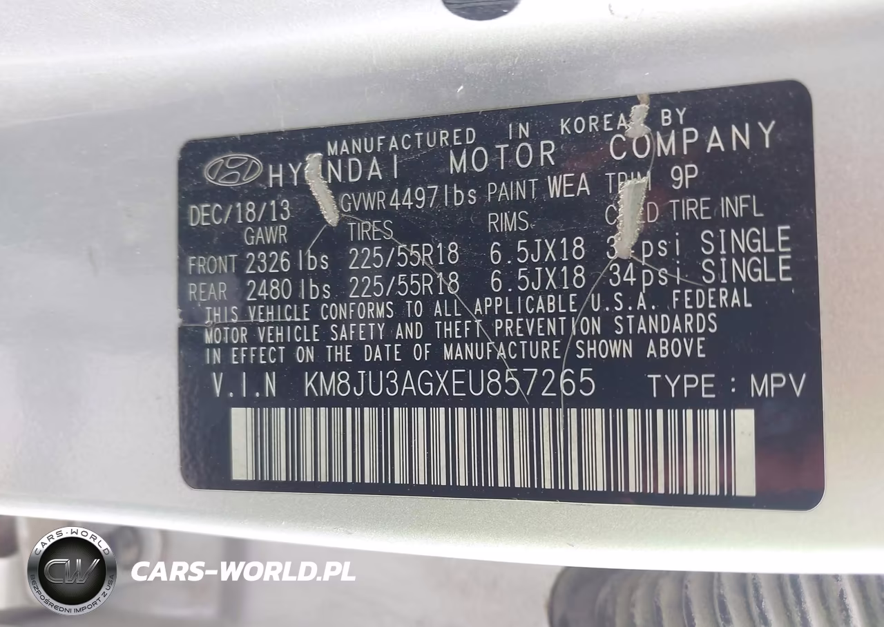 2014 Hyundai Tucson Limited VIN:KM8JU3AGXEU857265 - 9