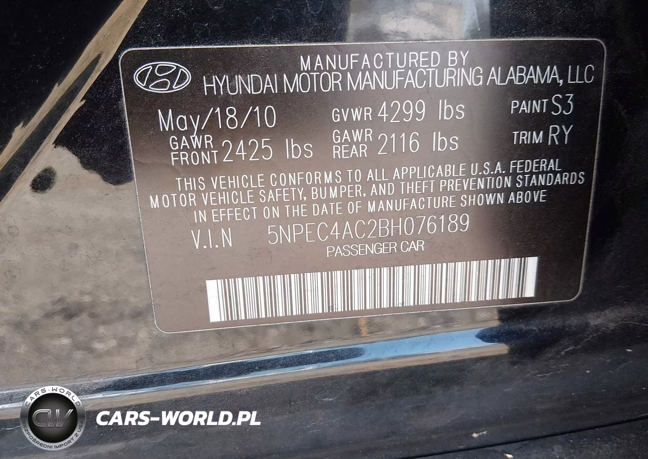 2011 Hyundai Sonata Se VIN:5NPEC4AC2BH076189 - 9