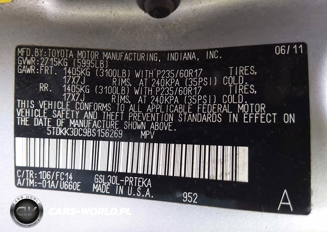 2011 Toyota Sienna Le V6 VIN:5TDKK3DC9BS156269 - 9