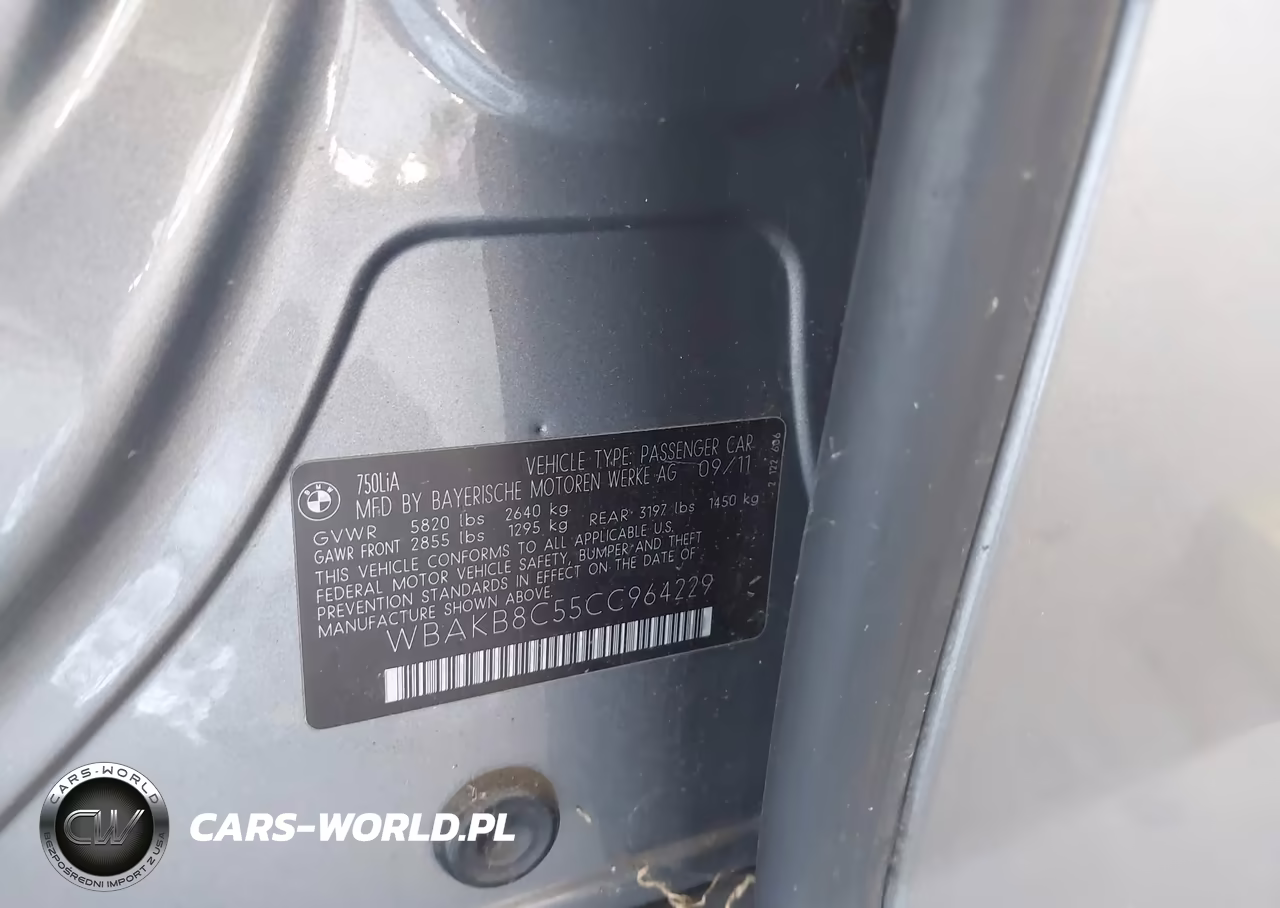 2012 BMW 750Li VIN:WBAKB8C55CC964229 - 9