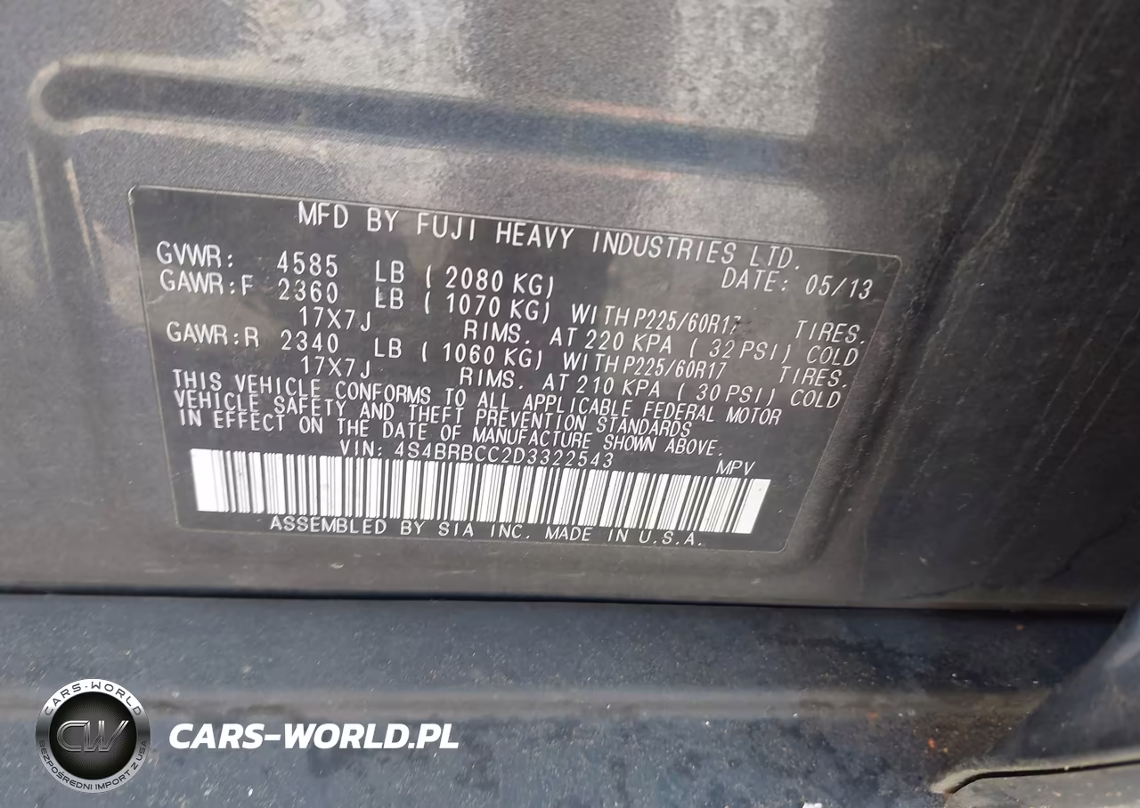 2013 Subaru Outback 2.5I Premium VIN:4S4BRBCC2D3322543 - 9