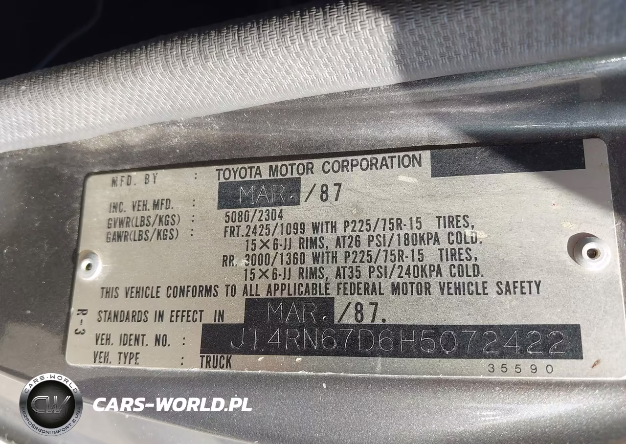 1987 Toyota Pickup Xtracab Rn67 Dlx VIN:JT4RN67D6H5072422 - 9