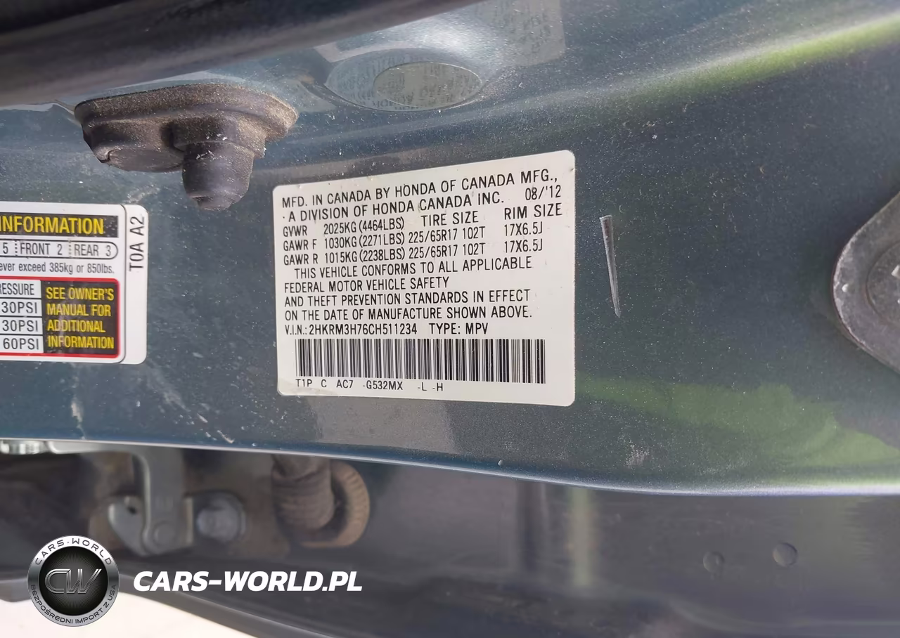 2012 Honda Cr-V Ex-L VIN:2HKRM3H76CH511234 - 9