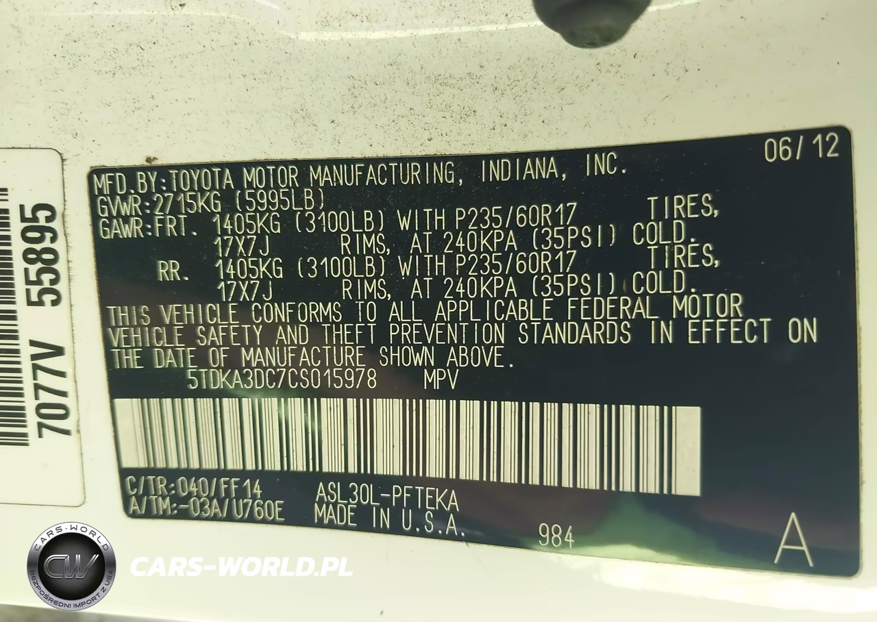 2012 Toyota Sienna Le 8 Passenger VIN:5TDKA3DC7CS015978 - 9
