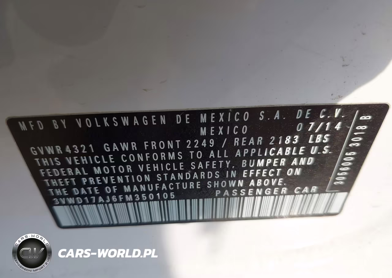 2015 Volkswagen Jetta 1.8T Se VIN:3VWD17AJ6FM350105 - 9