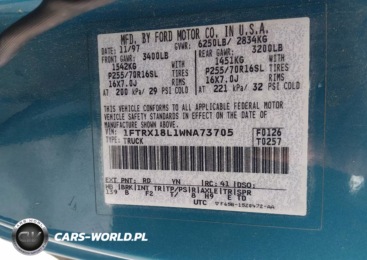 1998 Ford F-150 Lariat-Standard-Xl-Xlt VIN:1FTRX18L1WNA73705 - 9