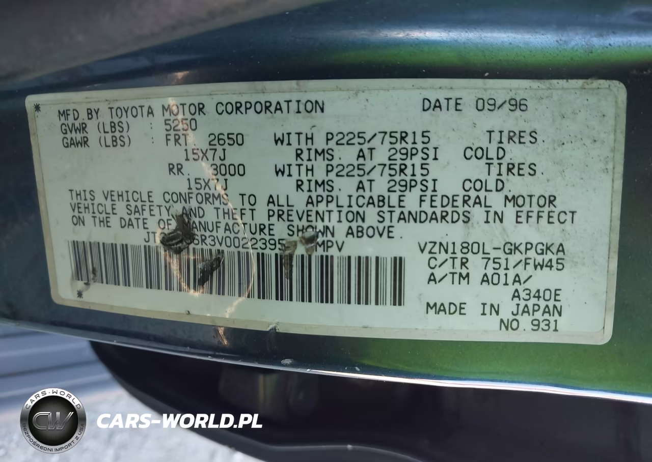 1997 Toyota 4Runner Sr5 V6 VIN:JT3GN86R3V0022395 - 9