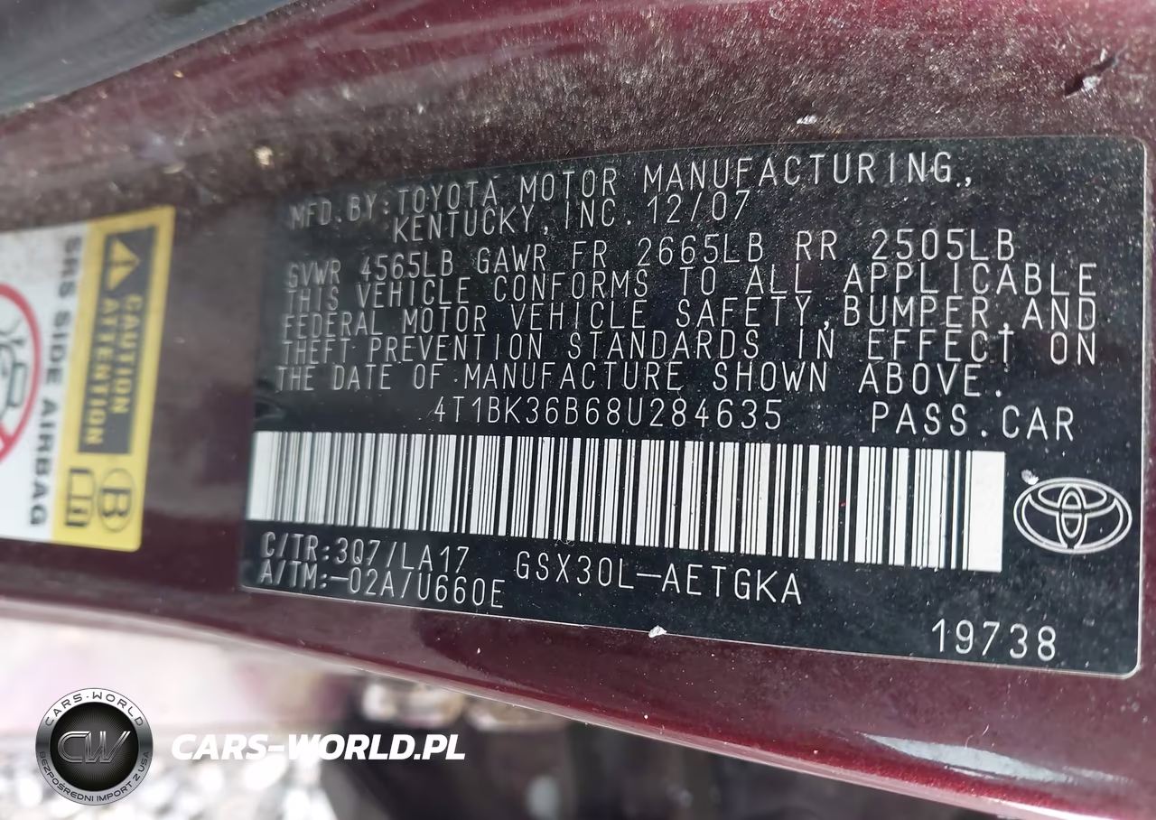 2008 Toyota Avalon Xls VIN:4T1BK36B68U284635 - 9