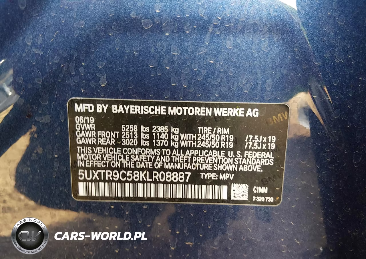 2019 BMW X3 xDrive30I VIN:5UXTR9C58KLR08887 - 9
