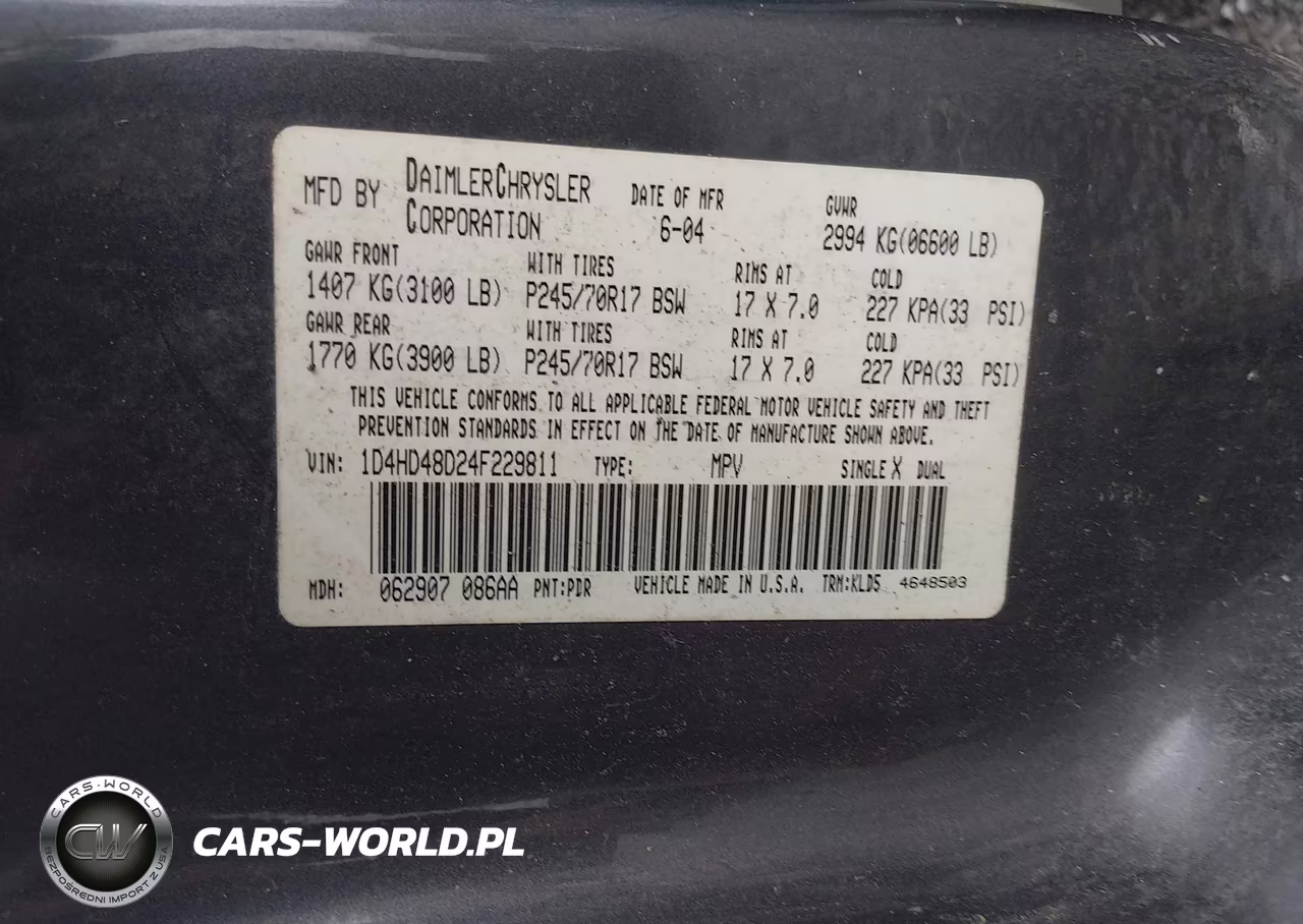 2004 Dodge Durango Slt VIN:1D4HD48D24F229811 - 9
