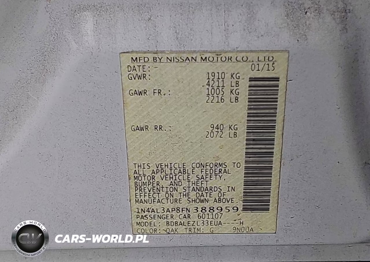 2015 Nissan Altima 2.5 S VIN:1N4AL3AP8FN388959 - 9