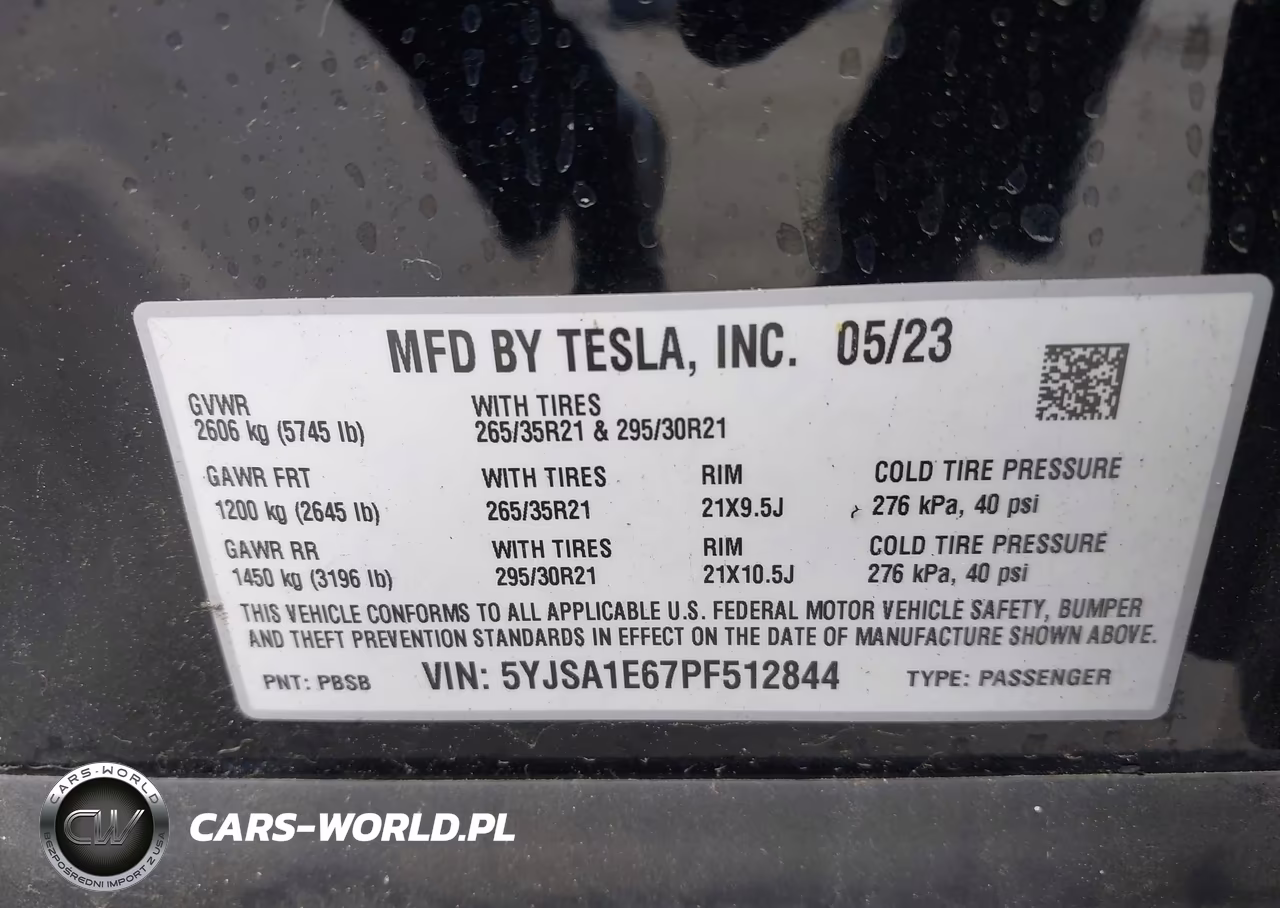 2023 Tesla Model S Plaid Tri Motor All-Wheel Drive VIN:5YJSA1E67PF512844 - 9