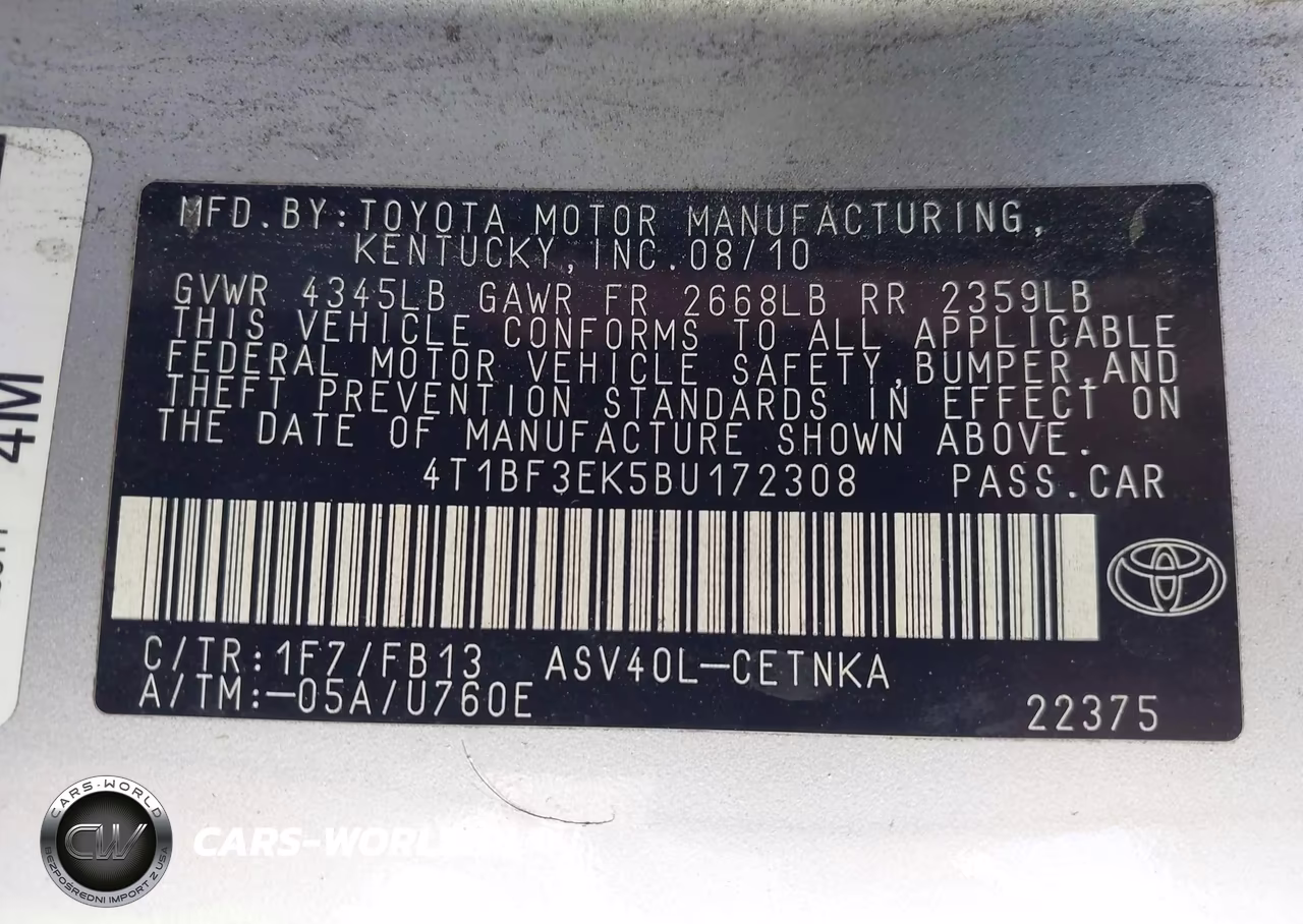 2011 Toyota Camry Le VIN:4T1BF3EK5BU172308 - 9