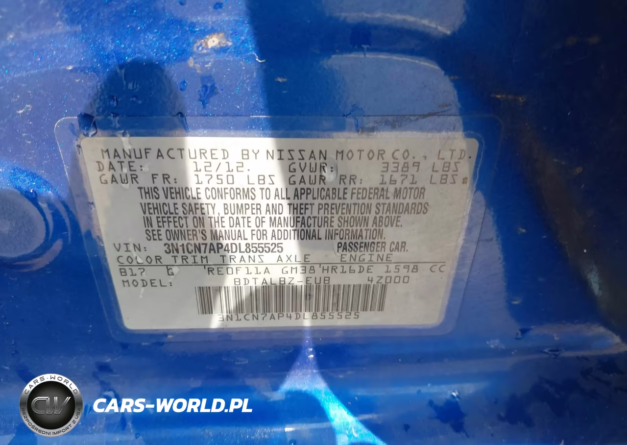 2013 Nissan Versa 1.6 Sv VIN:3N1CN7AP4DL855525 - 9