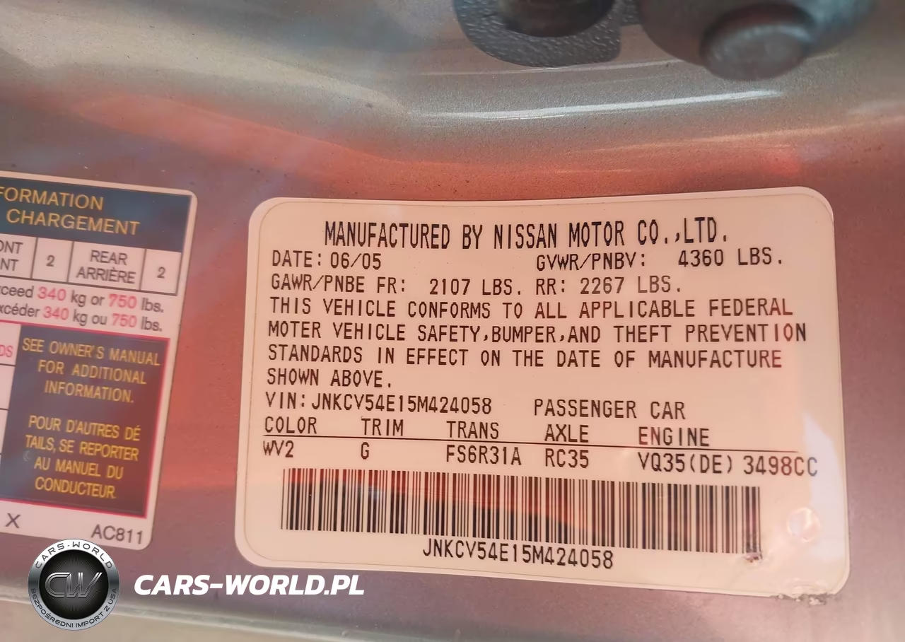 2005 Infiniti G35 VIN:JNKCV54E15M424058 - 9
