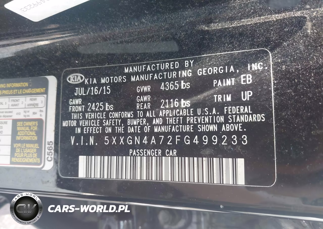 2015 Kia Optima Ex VIN:5XXGN4A72FG499233 - 9