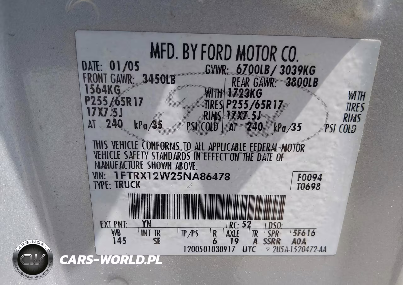 2005 Ford F-150 Stx-Xl-Xlt VIN:1FTRX12W25NA86478 - 9
