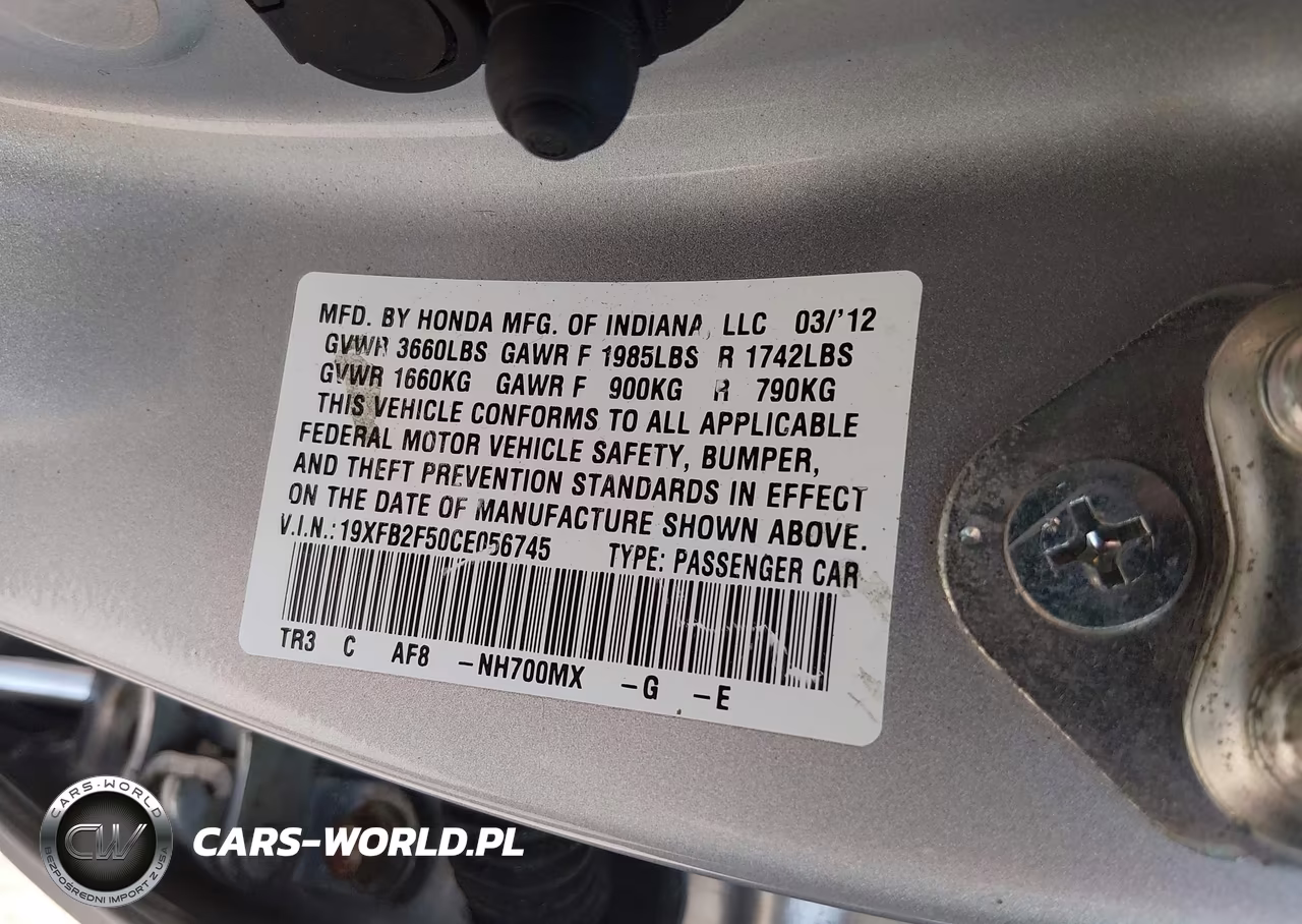 2012 Honda Civic Lx VIN:19XFB2F50CE056745 - 9