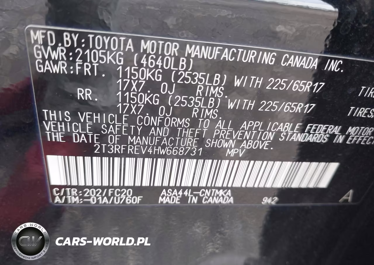 2017 Toyota Rav4 Xle VIN:2T3RFREV4HW668731 - 9