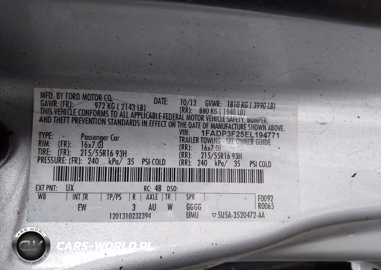 2014 Ford Focus Se VIN:1FADP3F25EL194771 - 9