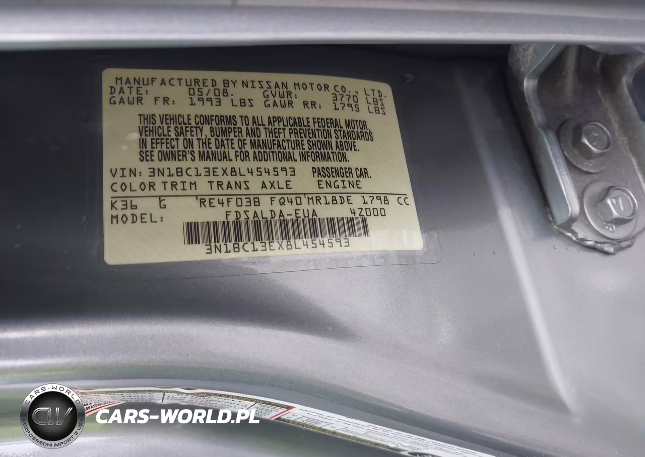 2008 Nissan Versa 1.8 S VIN:3N1BC13EX8L454593 - 9