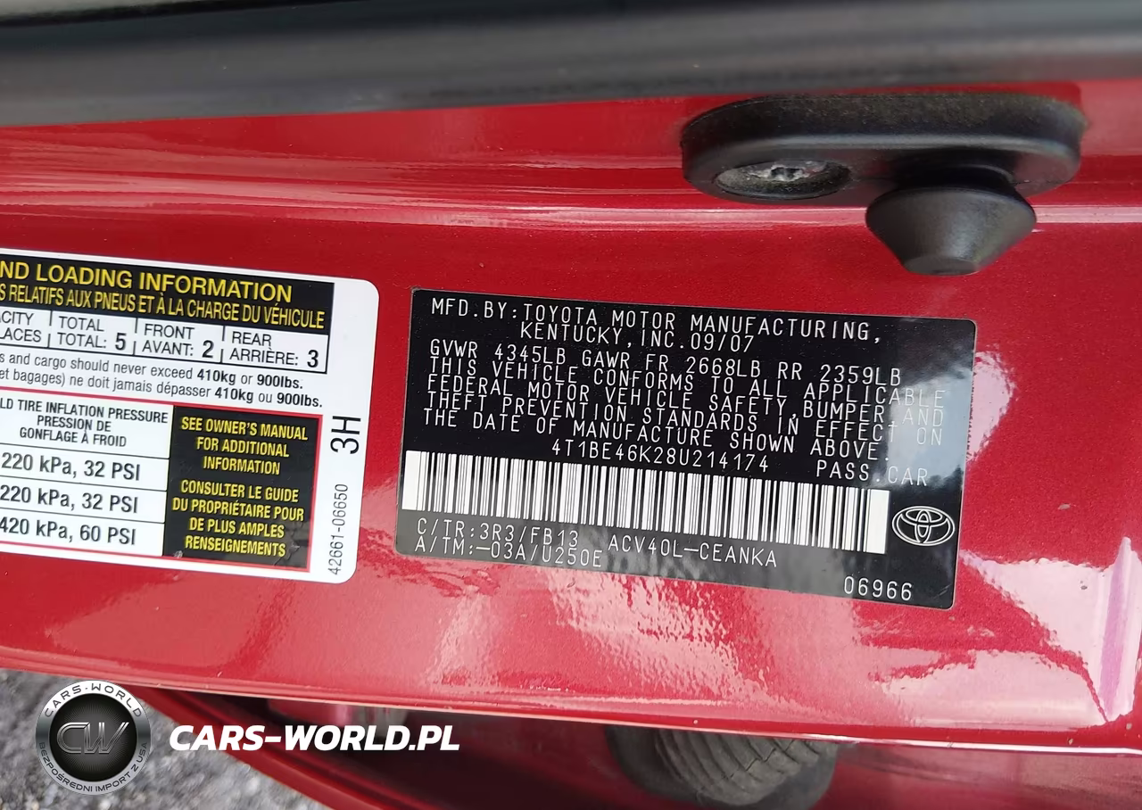 2008 Toyota Camry Le VIN:4T1BE46K28U214174 - 9
