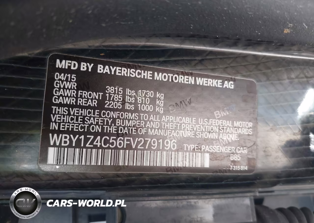 2015 BMW I3 Base W-Range Extender VIN:WBY1Z4C56FV279196 - 9