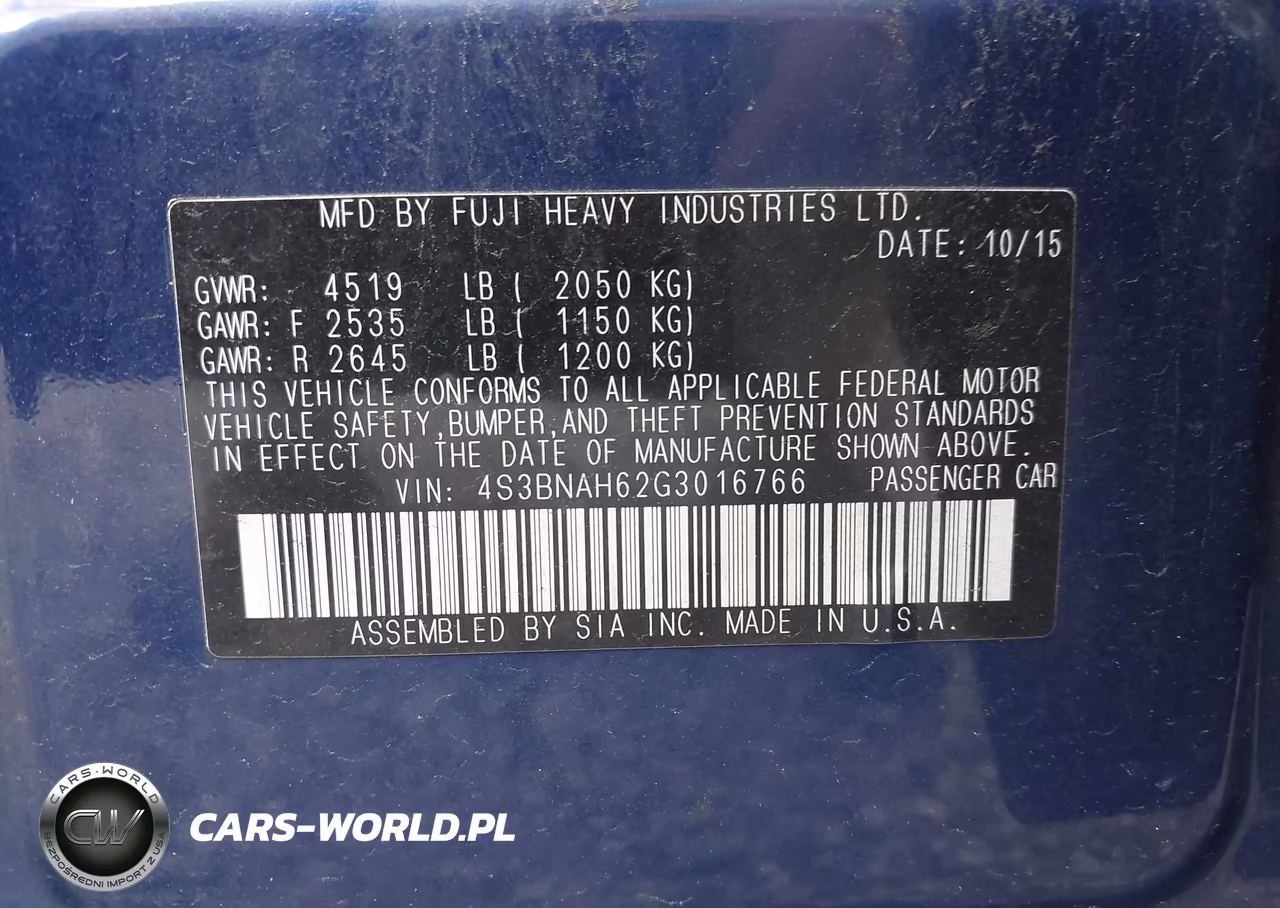 2016 Subaru Legacy 2.5I Premium VIN:4S3BNAH62G3016766 - 9