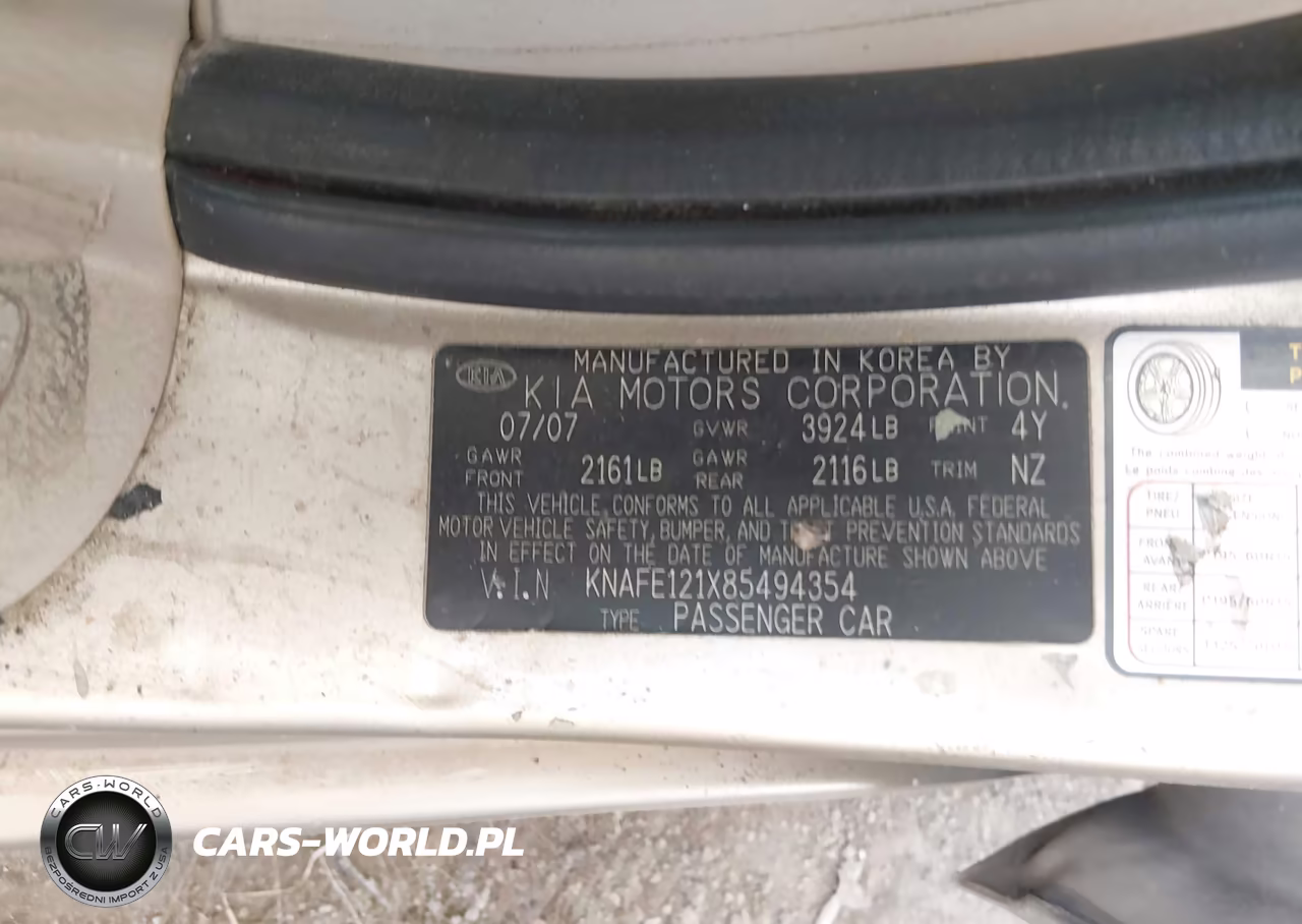 2008 Kia Spectra Ex VIN:KNAFE121X85494354 - 9