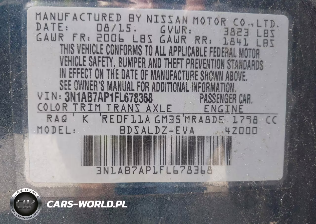 2015 Nissan Sentra Sv VIN:3N1AB7AP1FL678368 - 9