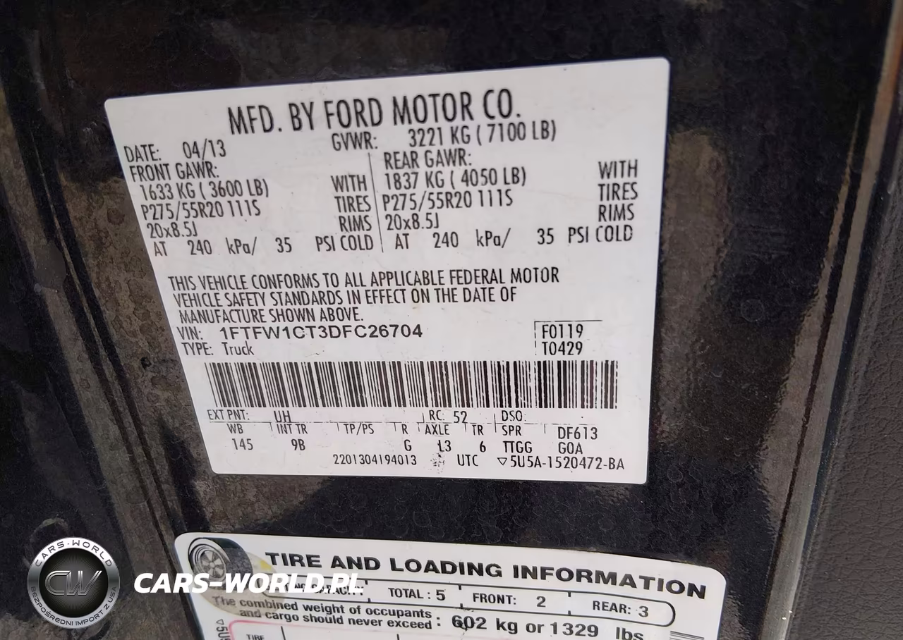 2013 Ford F-150 Platinum VIN:1FTFW1CT3DFC26704 - 9