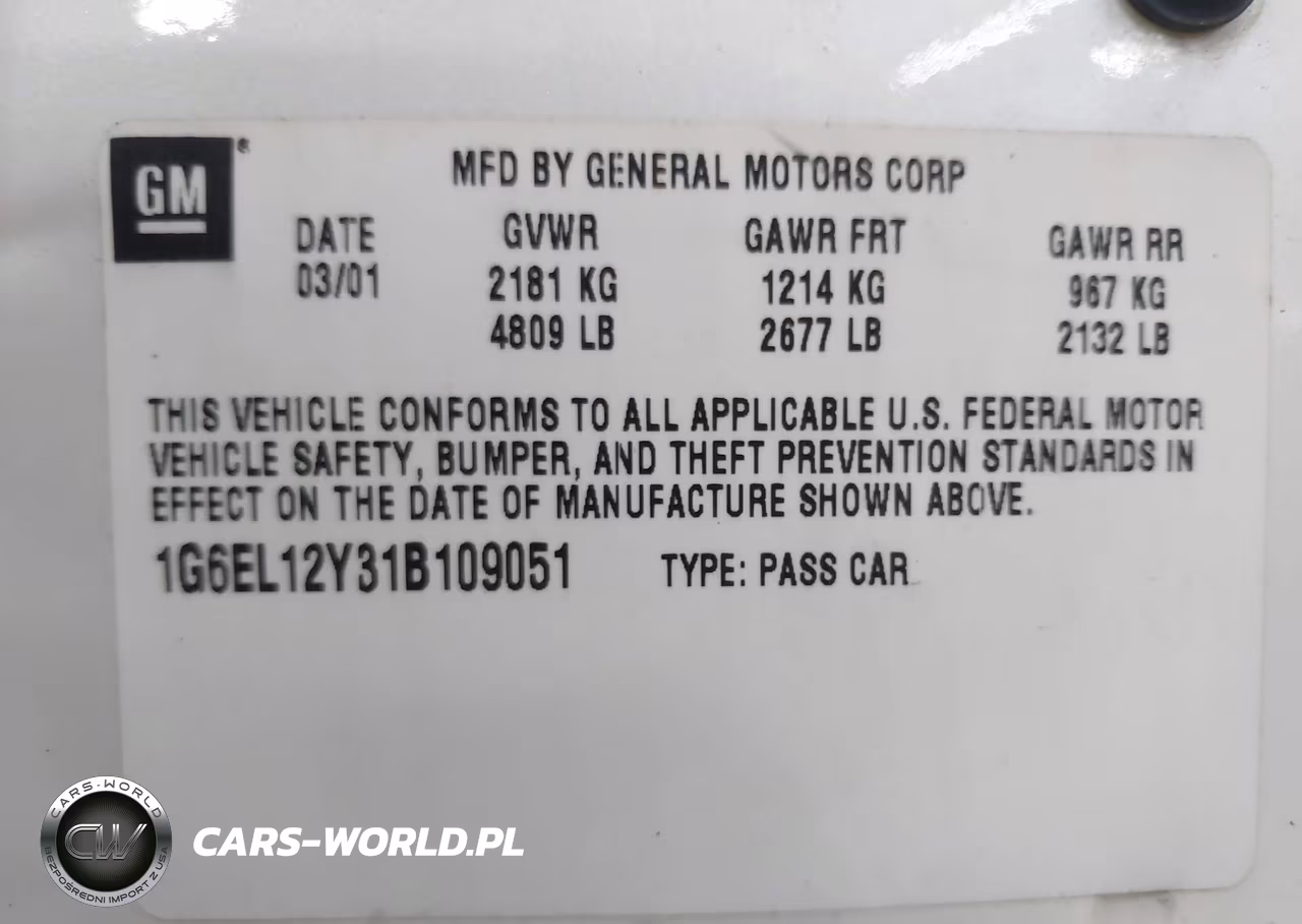 2001 Cadillac Eldorado Esc VIN:1G6EL12Y31B109051 - 9