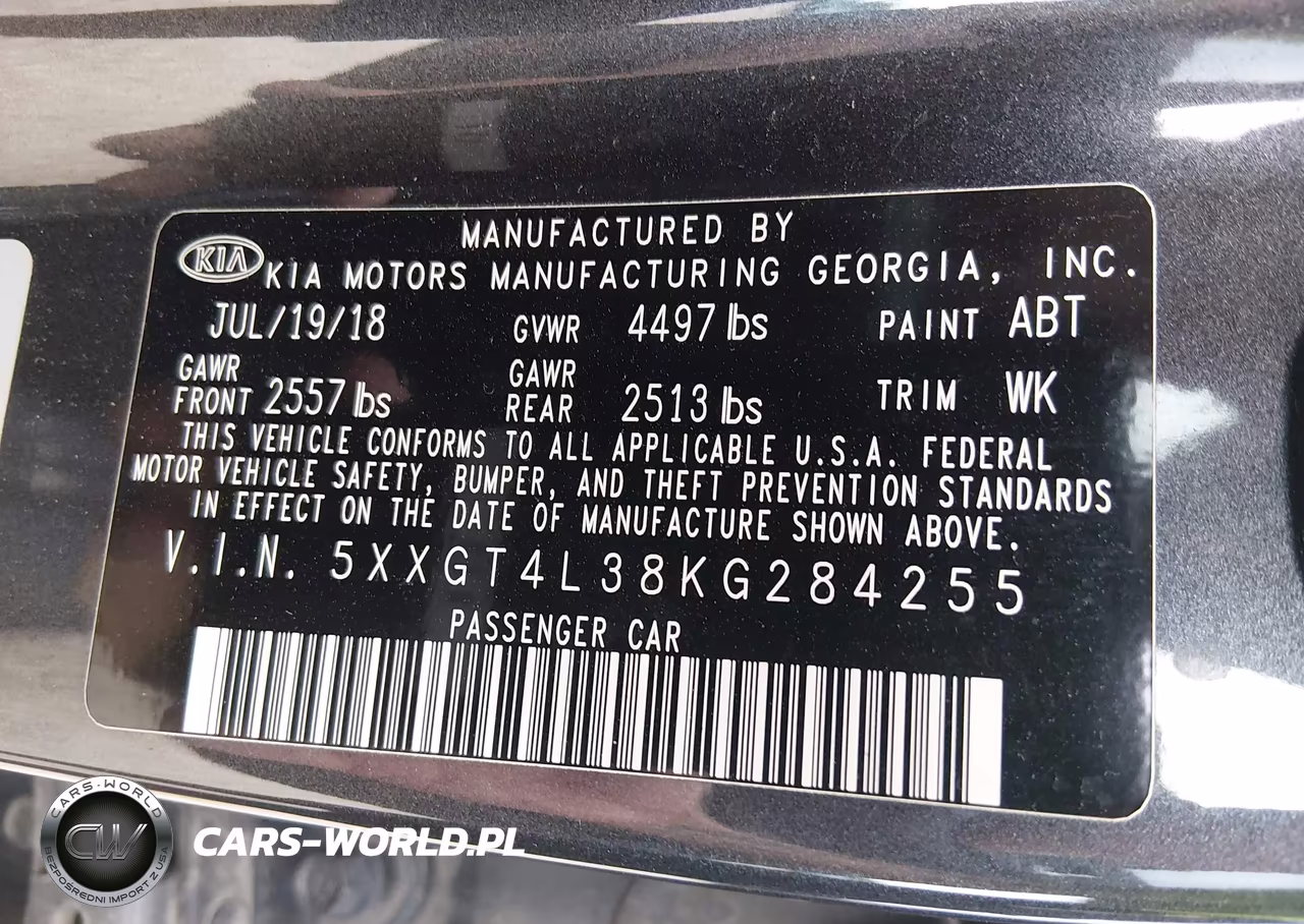 2019 Kia Optima S VIN:5XXGT4L38KG284255 - 9