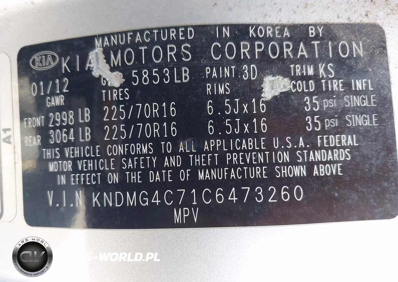 2012 Kia Sedona Lx VIN:KNDMG4C71C6473260 - 9